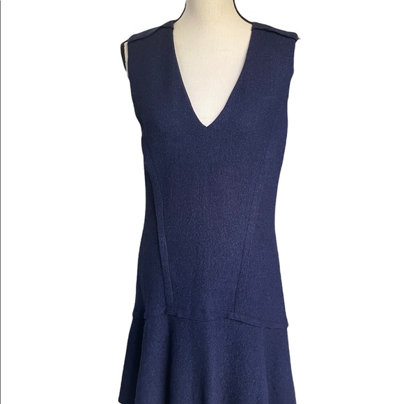 Ann Taylor Drop Waist Wool blend navy blue dress Size 8 - Picture 1 of 3